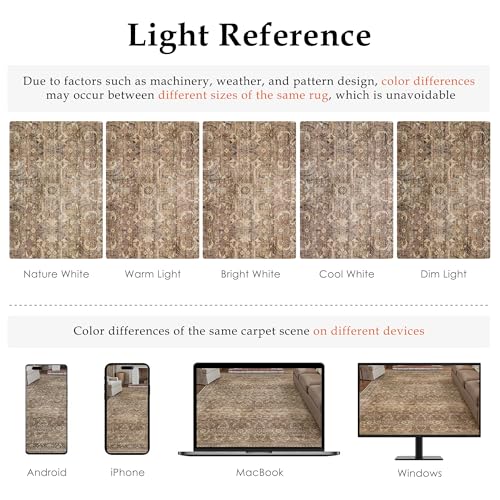 2x6 Vintage Distressed Brown Runner Rug, Washable Non-Slip Hallway Mat