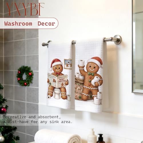 Gingerbread 02-set of 2 Funny 16x24in Hand Towels | YXYBF Decorative Waffle Textured