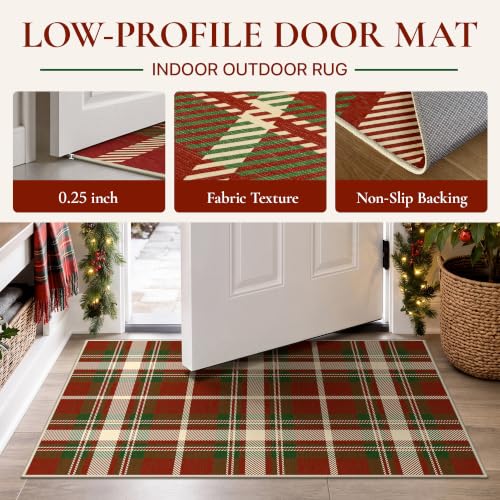 GENIMO 2.5x8 Outdoor Runner Rug, Christmas Red – Washable Porch/Entryway