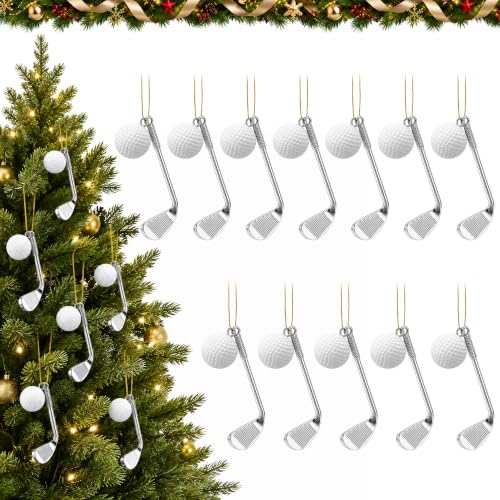 12 Sets Golf Ball and Club Christmas Tree Ornament, Xmas Decor