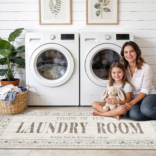20"x60" Non-Slip Laundry Room Rug - Washable Stain Resistant Runner Mat