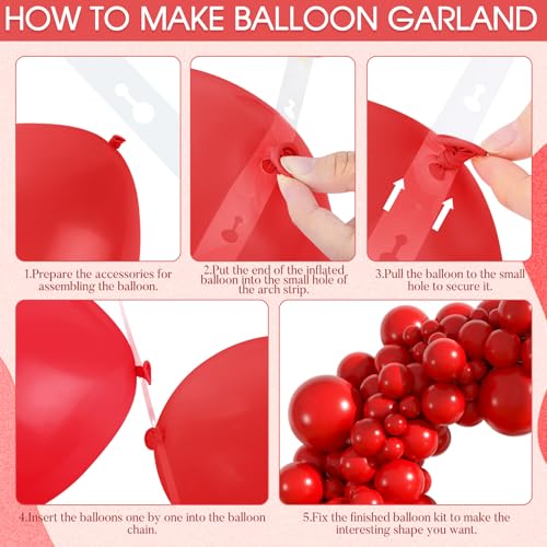 Amandir Red Balloon Arch Kit - 153pcs for Party & Event Decorations