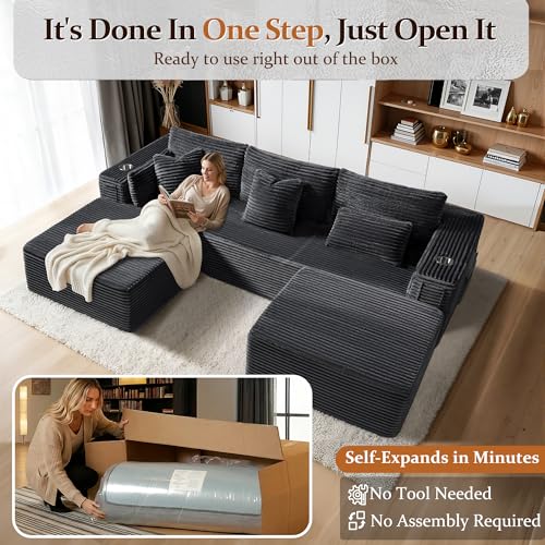 108" Oversized Modular Cloud Sectional Sofa with Chaise and Ottoman