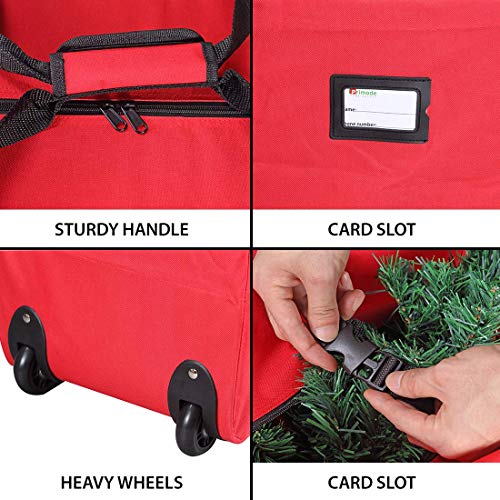 Primode Red Christmas Tree Storage Bag Fits up to 7.5 Ft Disassembled Holiday Tree