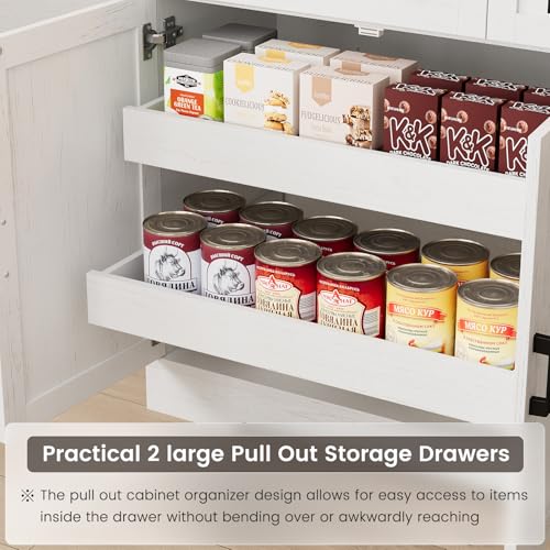 71-Inch Kitchen Pantry Cabinet with LED Lighting, Outlets, and USB Ports