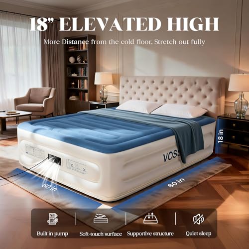 Queen Air Mattress with Built-In Pump - 18 Inch Raised Inflatable Bed