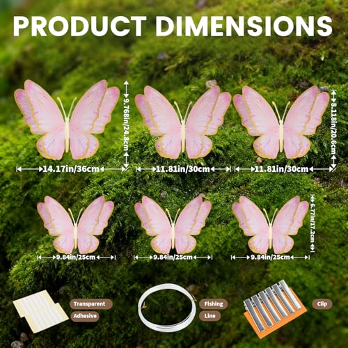 3D Butterfly Wall Decor - Large Metallic Paper Mural Decals for Events