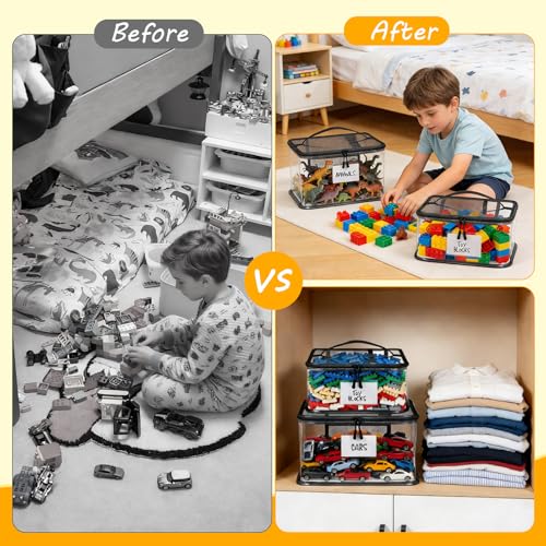6-Pack Clear Toy Storage Bags with Labels - Waterproof PVC Organizers