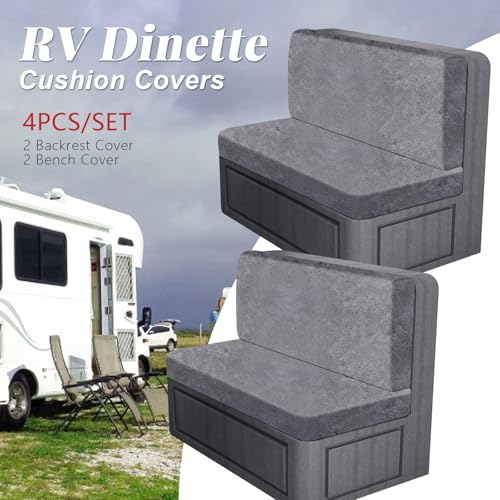 RV Dinette Cushion Covers - Premium Leather-Like Slipcovers (Set of 4)