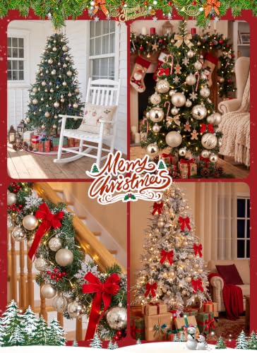 Brightown Champagne Gold Shatterproof Christmas Ornaments Set - 36 pcs, 6 Designs, 3 Sizes