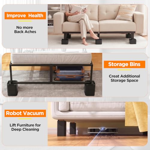 Heavy Duty Bed Risers - Adjustable Stackable Furniture Lifts