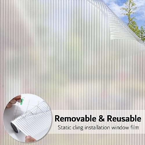 Reeded Glass Window Film - Frosted Privacy Film 17.7x78.7 inches
