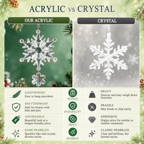 20pcs Acrylic Crystal Christmas Ornaments Snowflake & Icicle Set