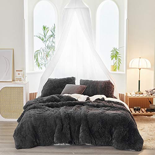 King Size Luxury Faux Fur Comforter Set - 3 Piece Soft Bedding