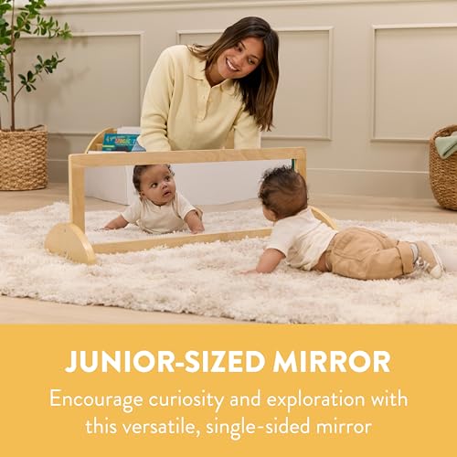 Natural Wood Standing Floor Mirror for Kids - Shatter-Resistant Acrylic