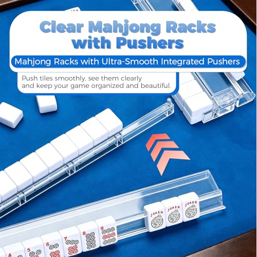17.5-Inch Mahjong Racks with Pushers, Set of 4 Clear Tile Holders