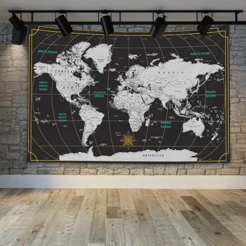 World Map Wall Tapestry (80x60 Inches) - Educational Art for Bedroom & Dorm