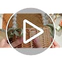 4 Pcs Wicker Flower Girl Baskets with Handles, Pearls and Green Ribbon