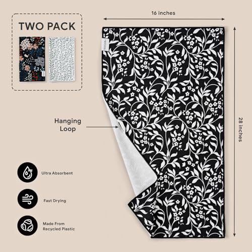 Waffle Microfiber Kitchen Towel Set of 2 - Quick Dry Dish Towels (16" x 28")