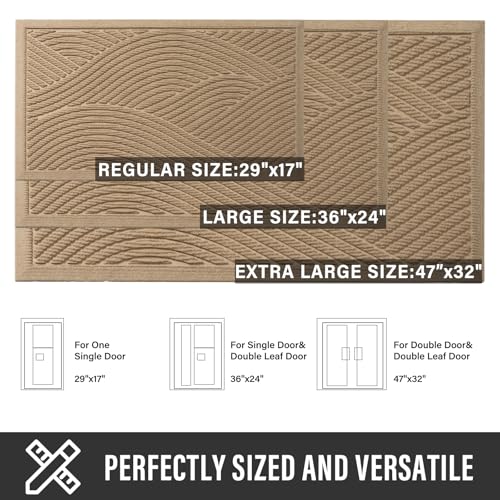 Absorbent Front Door Mat - Non-Slip Indoor Outdoor Doormat, 29x17, Beige