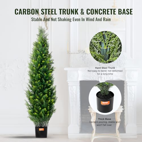48-Inch Artificial Cedar Topiary Trees, 2-Pack UV-Resistant Faux Plants