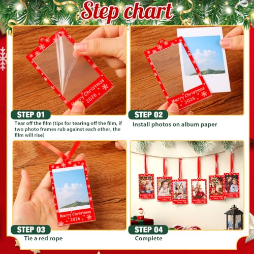 Vercraft 36 Pcs Christmas Photo Frame Ornaments with Red Ribbon - Style 1