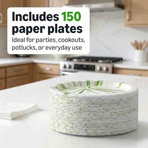 Amazon Basics 10 Inch Disposable Paper Plates, 150 Count