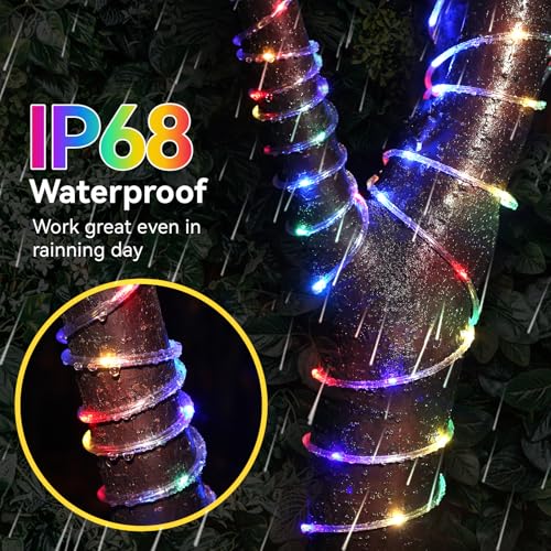 33ft RGB LED Rope Lights, 100LED Waterproof Color-Changing String Lights