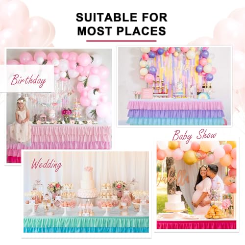 6ft Chiffon Ruffle Table Skirt for Birthday Party and Baby Shower