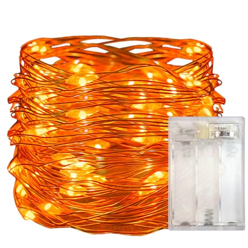 Yalilong Battery-Operated Dewdrop Fairy Lights with Timer, 30 LEDs, 10ft Indoor Decoration (Orange)