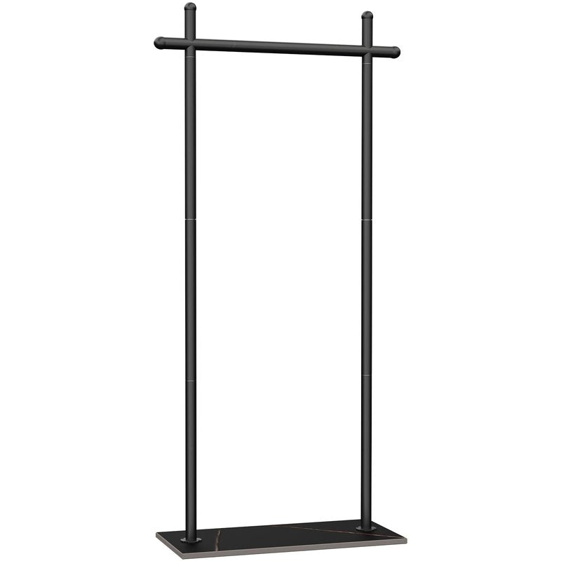 ENUMAIL Coat Rack Freestanding with Natural Rock Base, Metal Coat Hanger Stand, Industrial Garment Rack, Clothes Tree for Bedroom Living Room Office To Hang Clothes, Hats, 68.9in, Black, Large