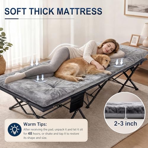 Camping Cot Mattress Pad - Quilted Sleeping Pad 75"x28"