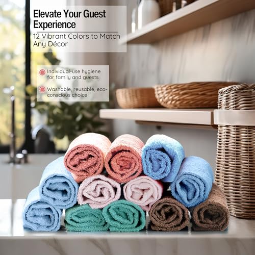 Living Fashions 13x13 Inch Soft Cotton Washcloths 12 Pack - Highly Absorbent Face Towels