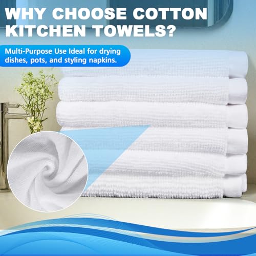 White 6 Pack Cotton Washcloths 12x12 Inches - Soft, Absorbent & Durable