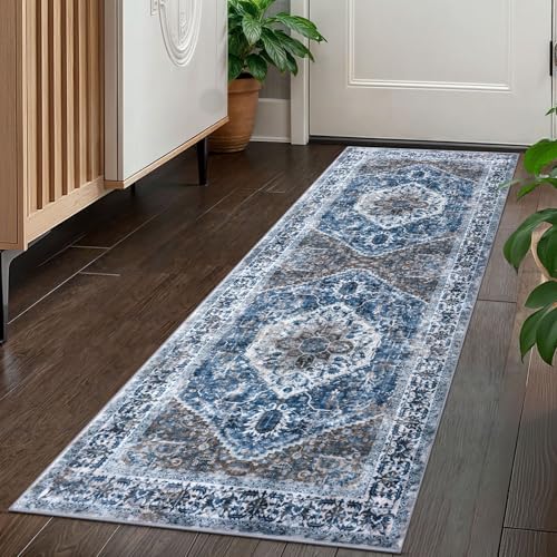 2x5 Ft Washable Boho Runner Rug - Non-Slip Vintage Oriental Floor Carpet