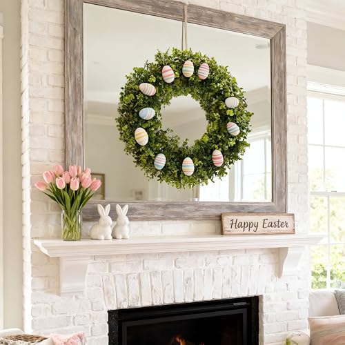 Hiptree 22 Inch Boxwood Wreath for Front Door - Green, Model 03-22 Inch