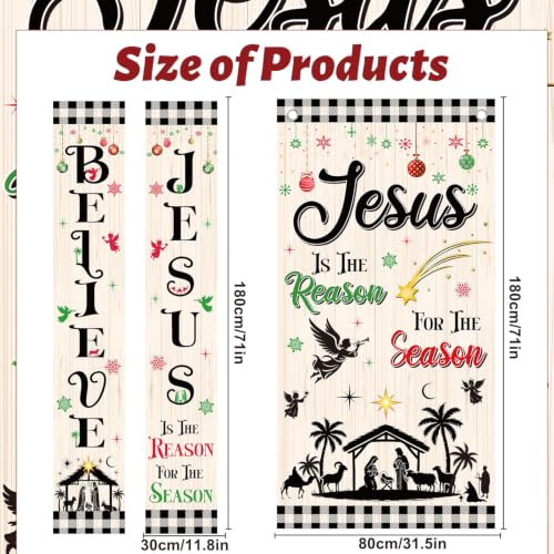 Nativity Door Cover Set 3PCS - Nativity Theme Banner Displays for Christmas Door