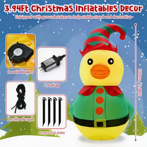 Arrowbash 4ft Christmas Inflatable Elf Duck Outdoor Decor with Lights