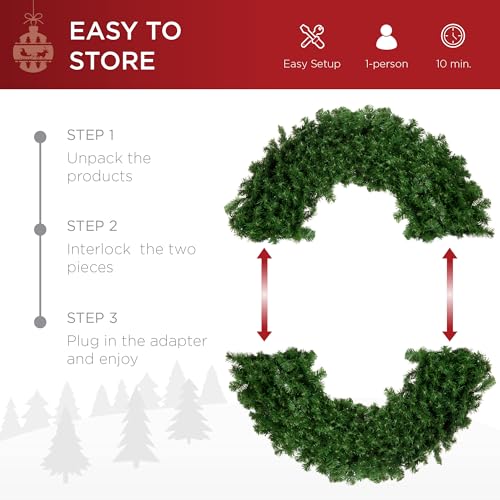 48-Inch Pre-Lit Artificial Christmas Wreath with 200 LED Lights & 714 Tips