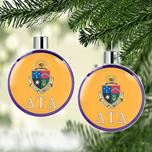 Delta Tau Delta Holiday Ornament - Round Flat Christmas Tree Decoration - Variation of THIS listing
