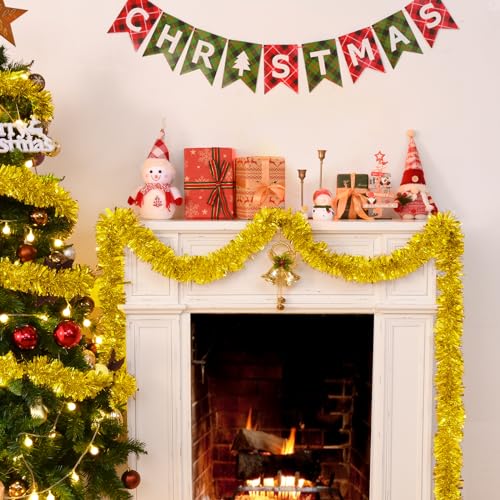 BLEUM CADE 32.8ft Gold Christmas Tinsel Garland - 1 Pcs