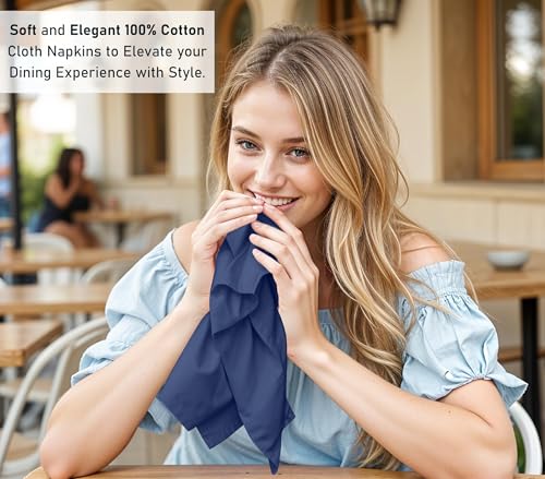 100% Cotton Cloth Napkins - 18x18 Inch Washable Dinner Napkins, Set of 12