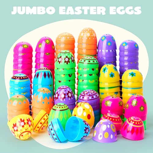 JOYIN 200 Pcs Plastic Printed Bright Easter Eggs 2.3" Tall for Easter Hunt, Basket Stuffers Fillers, Classroom Prize Supplies, Filling Treats and Party Favor