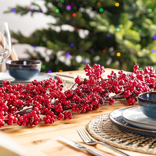 6ft Red Berry Garland - Glitzhome Artificial Garland for Christmas Decor