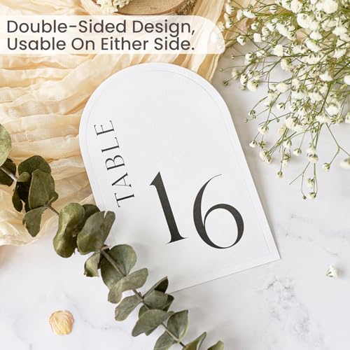 Minimalist Arch Wedding Table Numbers 1-20, 4x6 Inch Debossed Cardstock