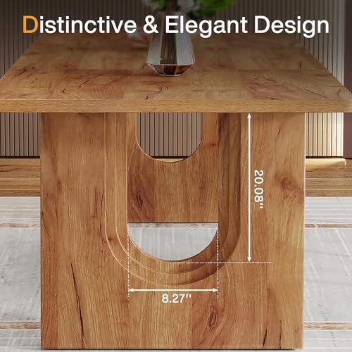 71-Inch Rectangular Dining Table, Rustic Brown Wood Kitchen Table for 8