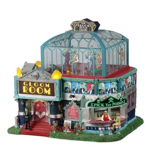 Spooky Town Gloom Room Club Animated Lit Building with Power Adaptor