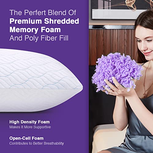 WISHSMILE Adjustable Cooling Shredded Memory Foam Pillows, Queen Set of 2
