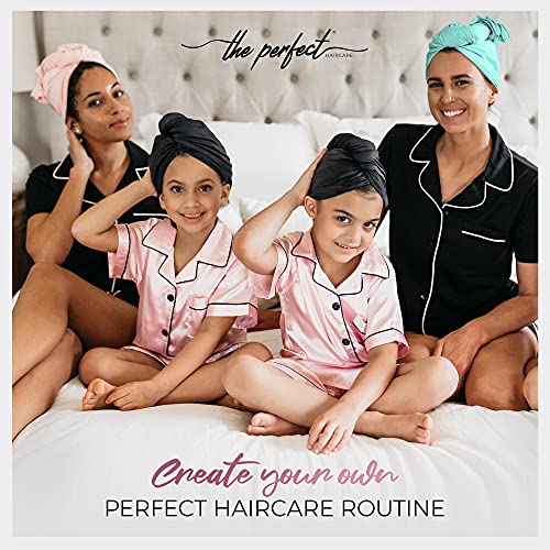 THE PERFECT HAIRCARE Black Microfiber Hair Towel Wrap - Large Fast Drying, Anti-Frizz, Super Absorbent for Women