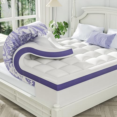 ChiXpace 4 Inch Queen Memory Foam Mattress Topper - Dual Layer Gel Pillow Top
